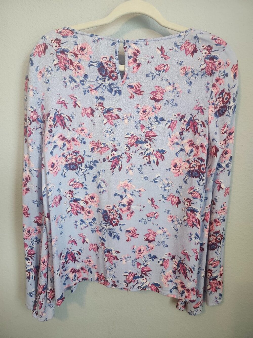 Pink Republic Floral Criss Cross Long Sleeve Blouse Top Size L - Picture 2 of 3